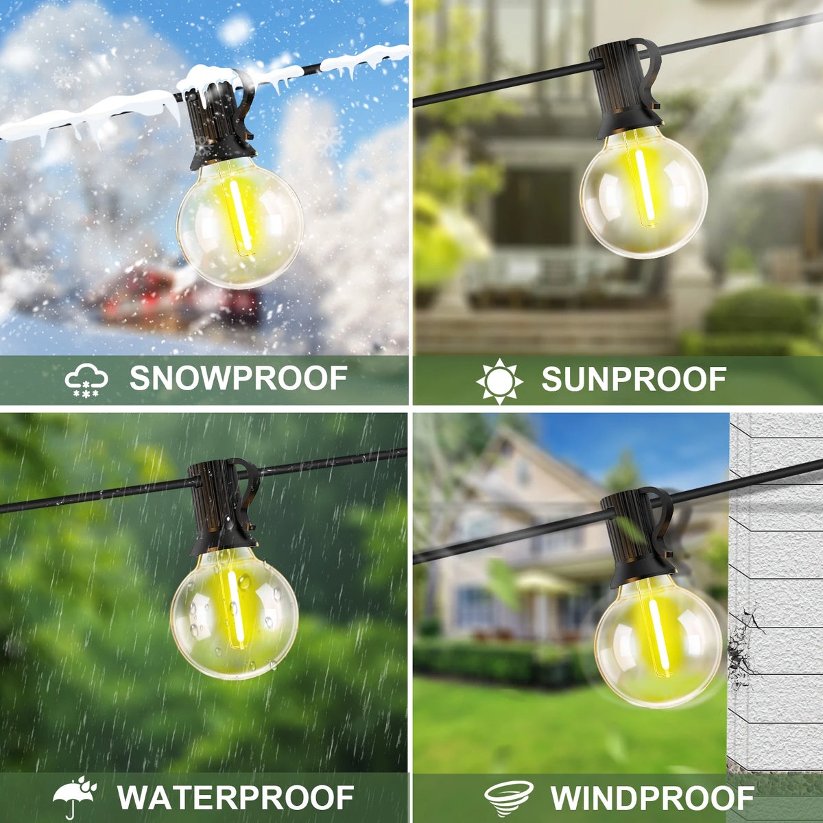guirlande lumineuse solaire extérieure 15m 25 ampoules led jaunes télécommande