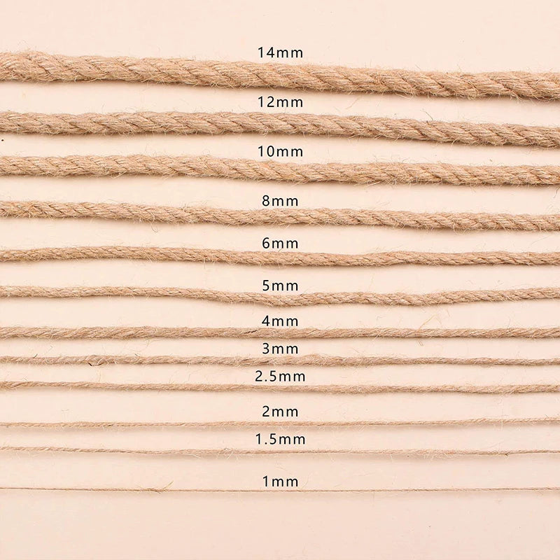 corde jute naturelle 1mm 14mm artisanale rustique décoration maison bricolage macramé fibrée marron clair