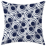 housse coussin bleu marine motif géométrique feuilles palmier sweet moderne minimaliste polyester