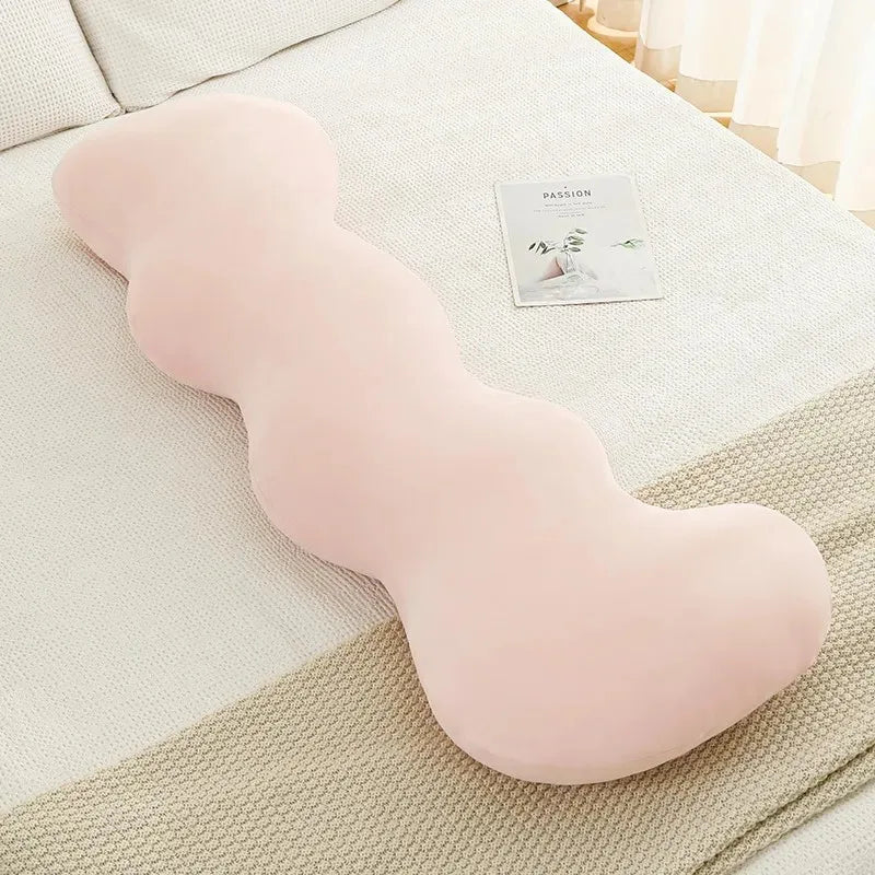 coussin ergonomique colonne polyester microfibre beige bleu clair uni moderne doux lit body support