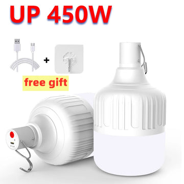 lampe led portable camping rechargeable usb crochet métallique blanche tente urgence