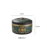 boîtes rondes couvercle ornement floral classique noir vert doré 600ml capacite deco maison