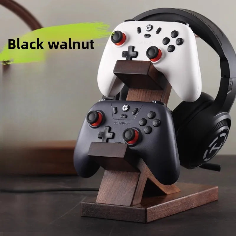 support jeu bois noir manettes casque rangement moderne chambre salon