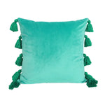 housse coussin velours moderne bohème couleur unie pompon décoratif 45x45cm