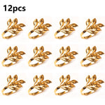 anneaux serviette feuilles or argent rose gold moderne élégants décoration table mariage noël
