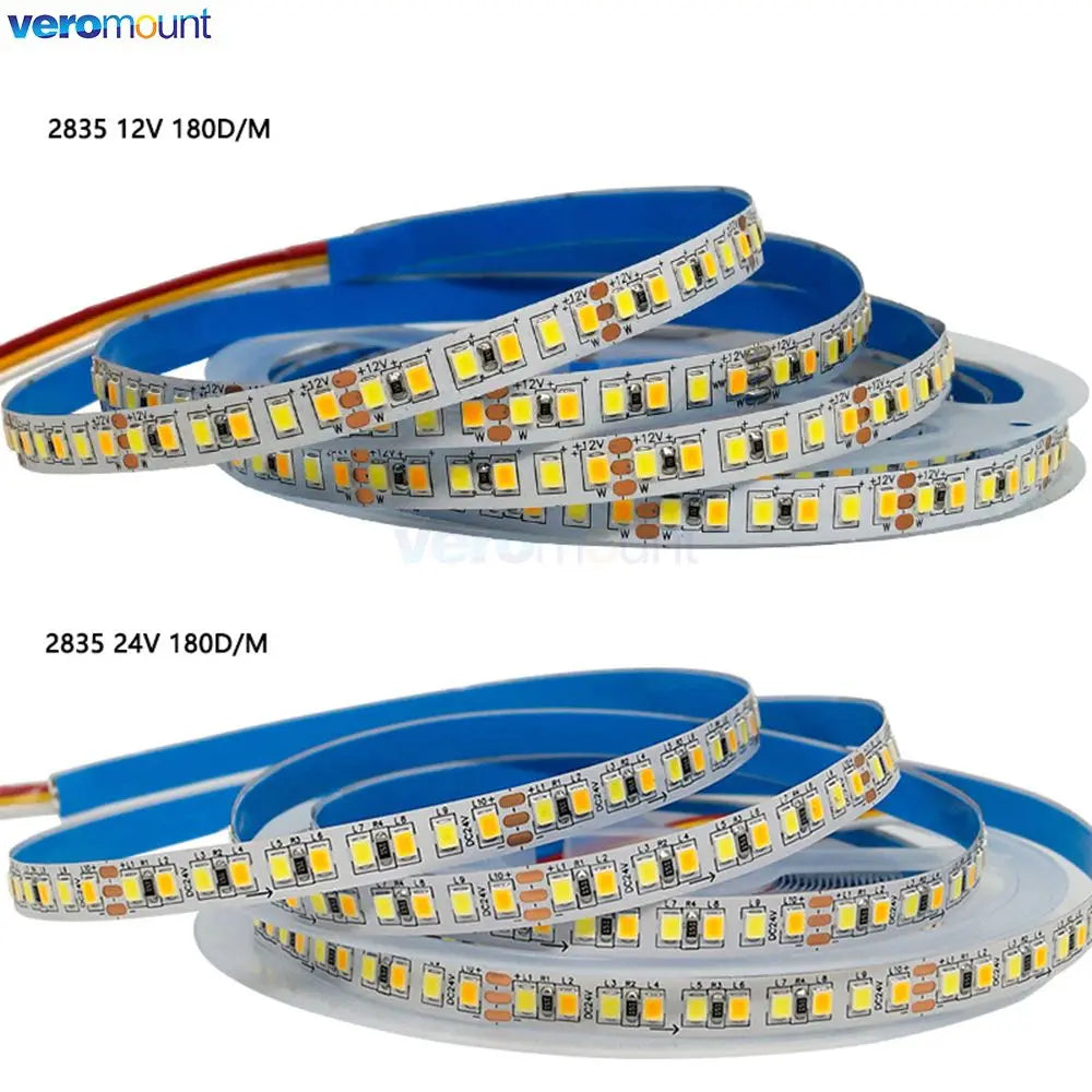 ruban led 12v 24v 5m 120 180 leds blanc blanc chaud adhésif smd cct