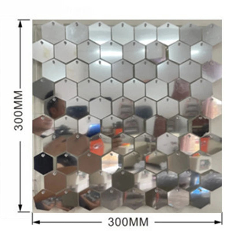 panneau décoration murale hexagonal sequins brillant fond fête mariage anniversaire baby shower décor moderne