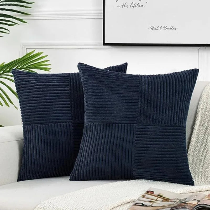 housses coussin polyester rayées modernes non toxiques opaques couleur beige marronclair blancvertmarine chambre