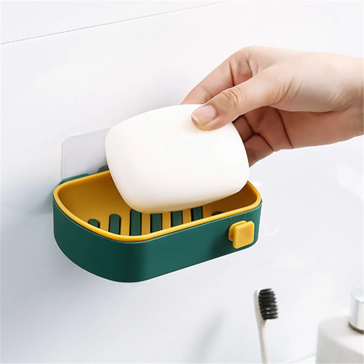 support savon transparent contemporain adhésif salle bain portable gris fixe savon moderne