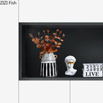 vase céramique rayures noires blanches moderne décoration intérieure arrangement fleurs artificielles minimaliste