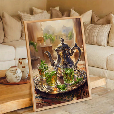 Affiche marocaine théière bohème aquarelle décoration murale
