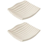 support savon blanc moderne rayures horizontales opalescent salle bain organisation éponge récurer plateau