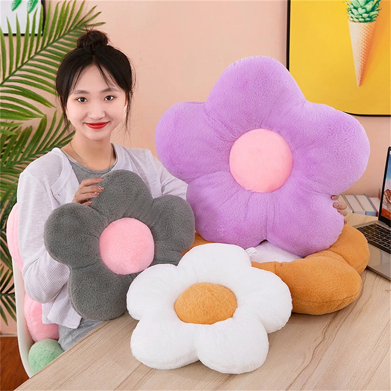 coussin fleuri doux rose gris vert jaune violet décoration maison lit salon chambre