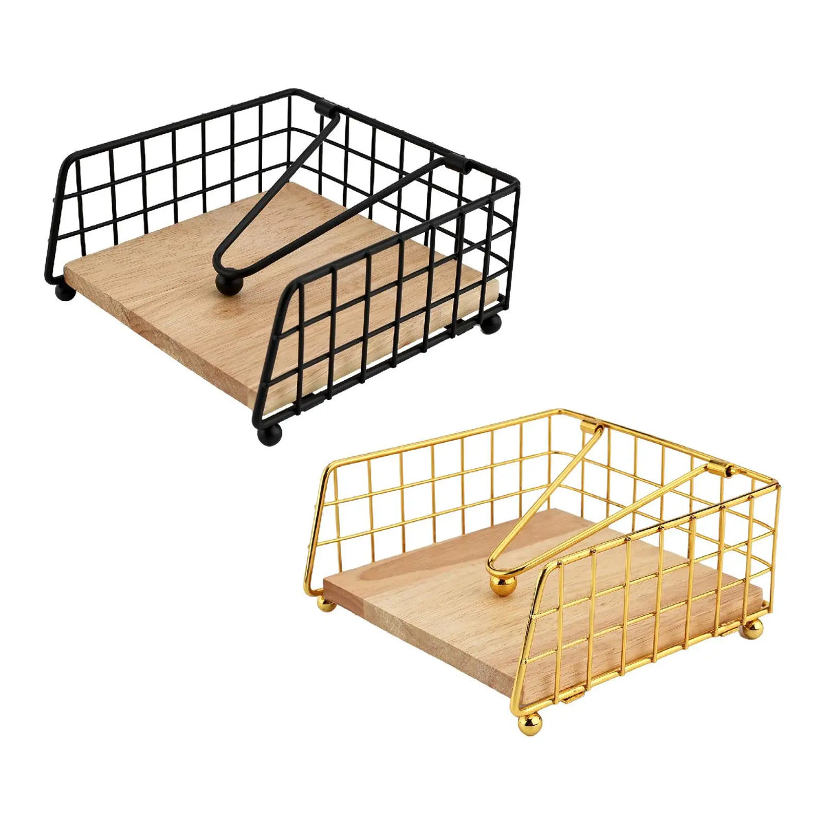 porte serviettes moderne noir doré base bois clair rangement table serviettes papier couverts moderne