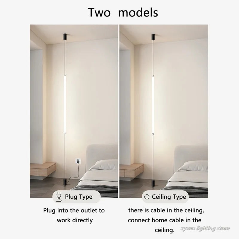 lampe sol moderne led blanc noir minimaliste pied stable câble alimentationflux lumineux élevé