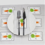 serviettes jetables rayées carottes gris clair blanc classiques restaurants fêtes decoration clips métalliques maison