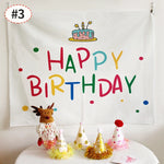 décoration chambre coucher rideau mural happy birthday confettis arc ciel lettres motifs festifs clips