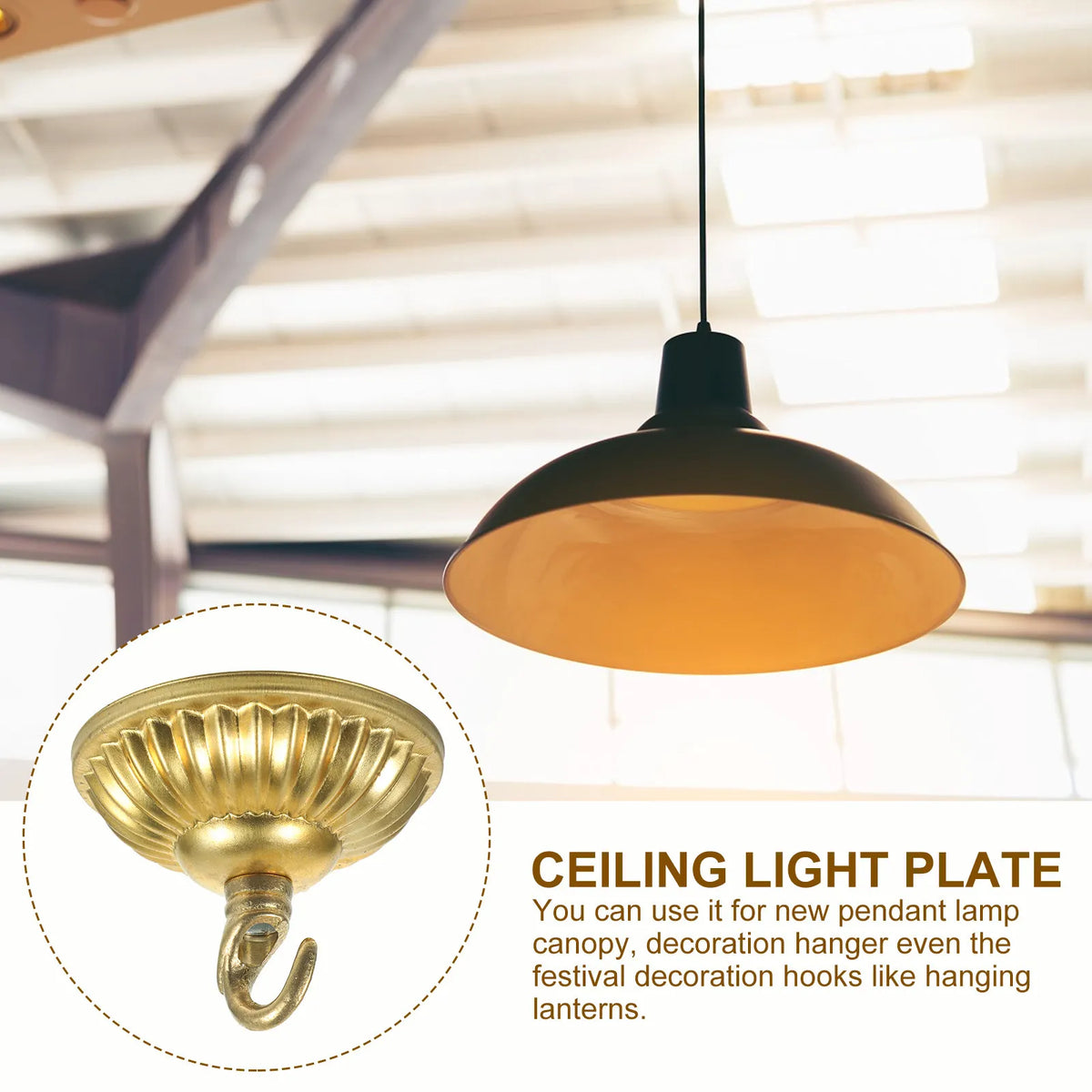 plaque suspension lampe dorée rayures horizontales classique fixations vis montée