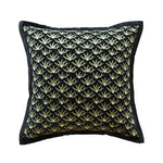 housse coussin lit motif végétal jacquard brodé élégant decoration maison noir beige adhésif
