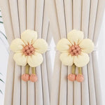 bracelets rideau crochetés fleur rustiques accessoires fenêtres beige clair foncé horizontal