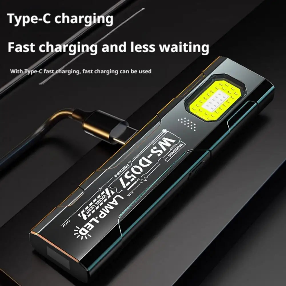lampe torche led rechargeable usb noir jaune aimant clip moderne pratique campingurgence travail
