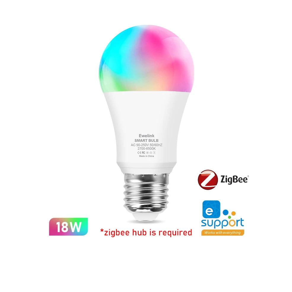 ampoules led intelligentes wifi zigbee e27 e14 gu10 rgbcw 2700 6500k blanc multicolore transparent