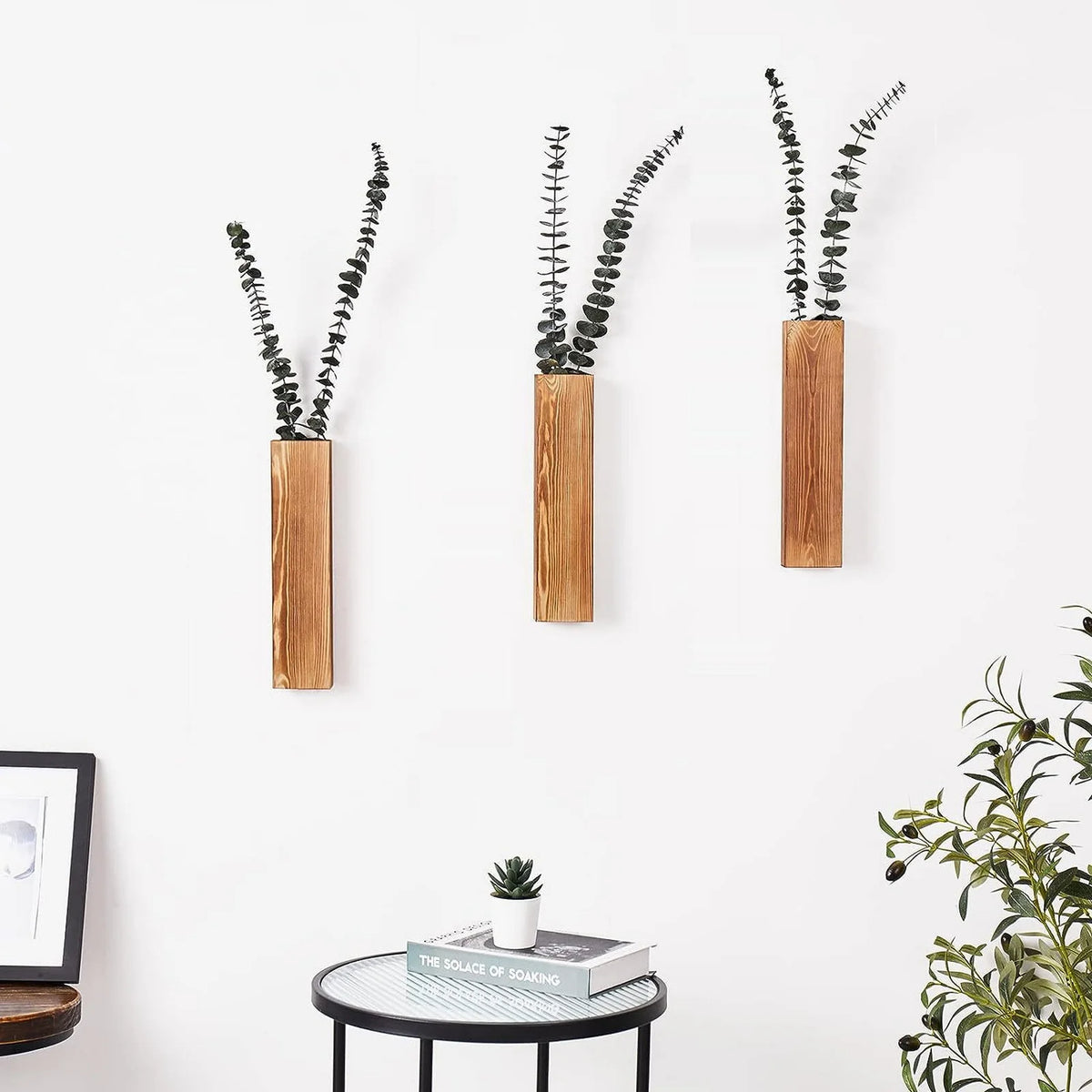 jardinière murale bois plantes vertes vase suspendu minimaliste support mural salon decoration