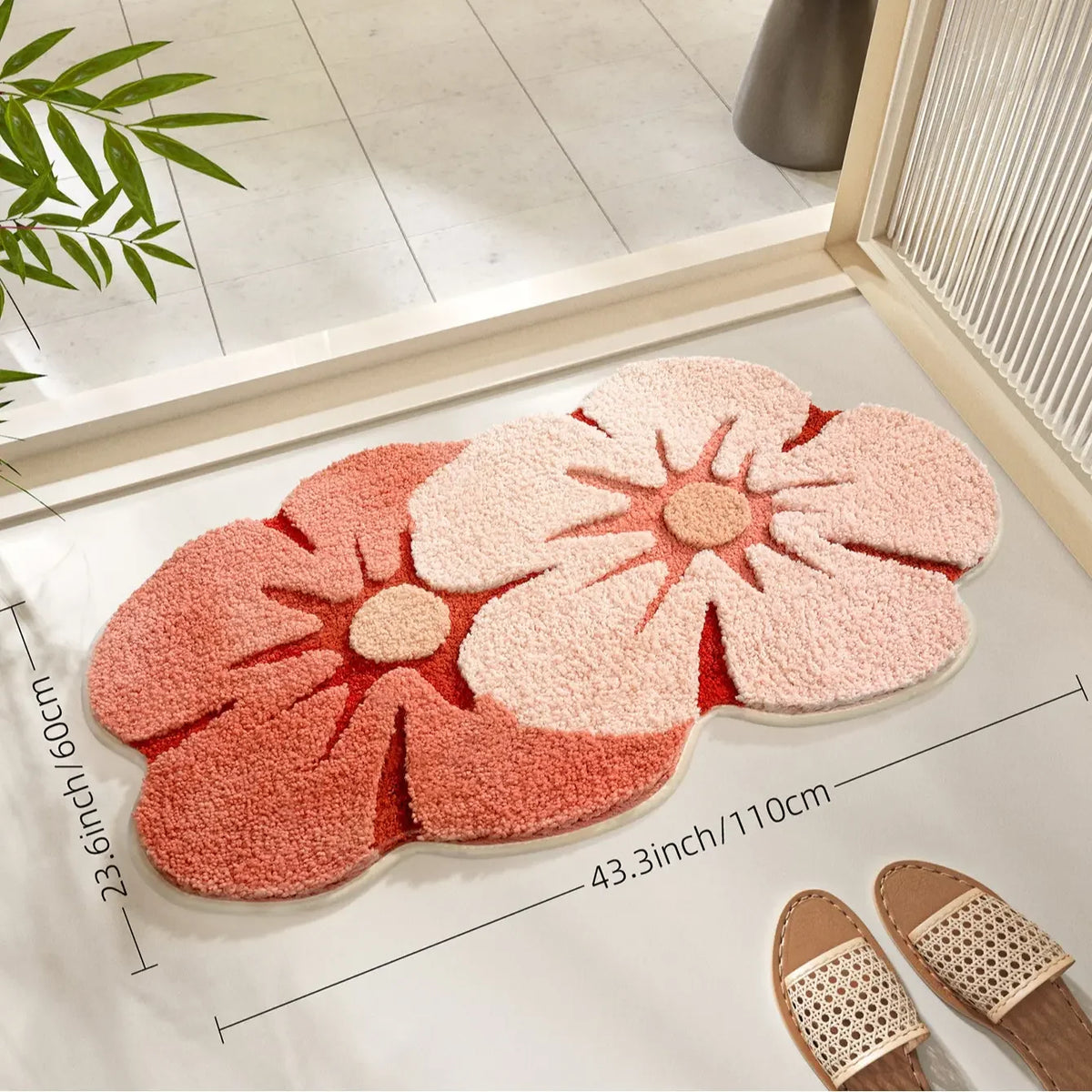 tapis bain vert feuilles moderne coton absorbant antidérapant doux 60cm machine lavable