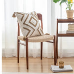 coussin moderne géométrique brodé 45x45cm 30x50cm blanc beige boho chic adhésif zippable amovible lavable