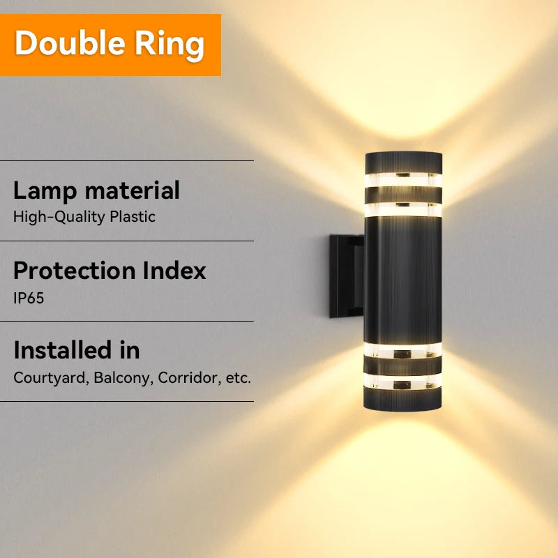 applique murale moderne noire ip65 e27 led rayures horizontales contemporaine fixations