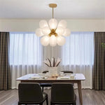 Suspension lumineuse boules vertes moderne ampoules led blanc doré floral