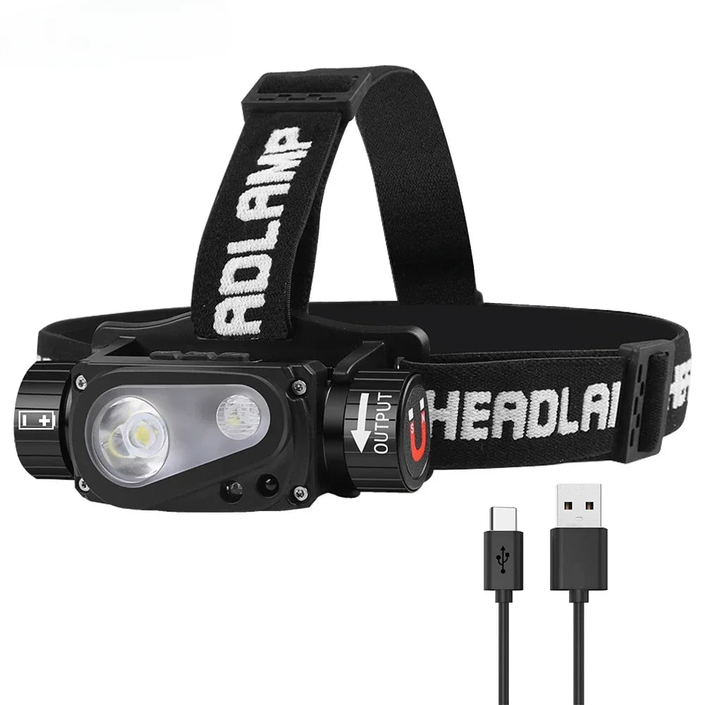 lampe frontale led rechargeable usb camping pêche hunting fishing biking caving running hiking