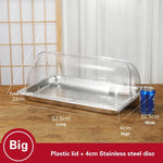 bac alimentaire acier inoxydable couvercle transparent poignée buffet cuisine moderne
