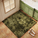 tapis moderne fleur vert foncé absorbant sèche rapidement salle bain maison