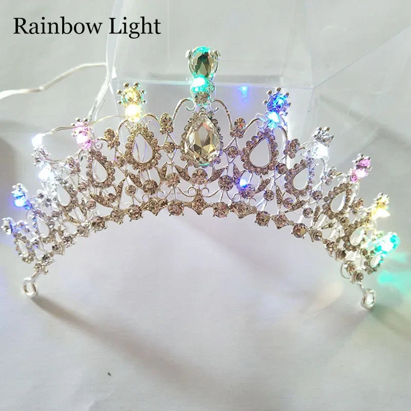 couronne mariée strass bleu argenté élégante lumière led mariage anniversaire fêtes