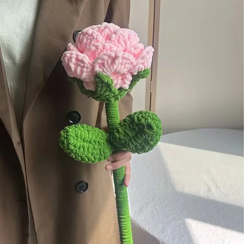 bouquets fleurs peluche rouge vert jaune marron rose crochetées intérieur mariage anniversaire