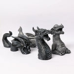 statues dragons decoratives exterieur intérieur gris argenté ecailles detaille fantastique medieval