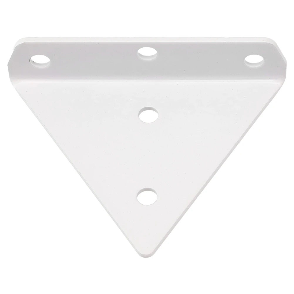 Support triangulaire invisible rouge fixant une étagère en bois