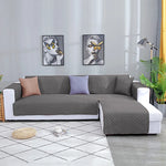 housse canapé angle tissu quilté oreillers salon moderne gris