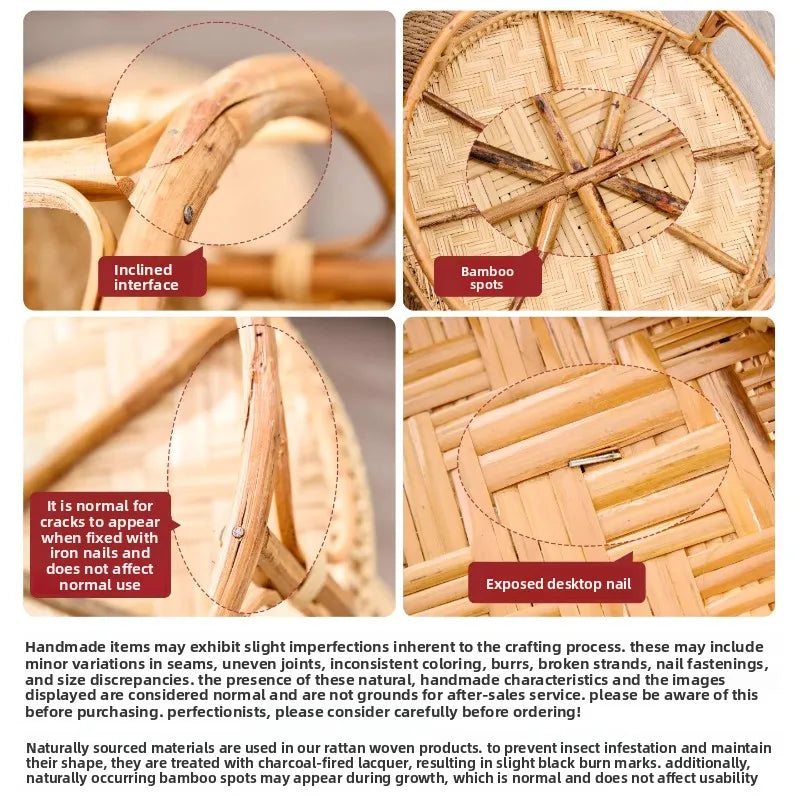 plateau rotin tressé beige rustique assiettes incluses pique nique patio durableextérieur naturel