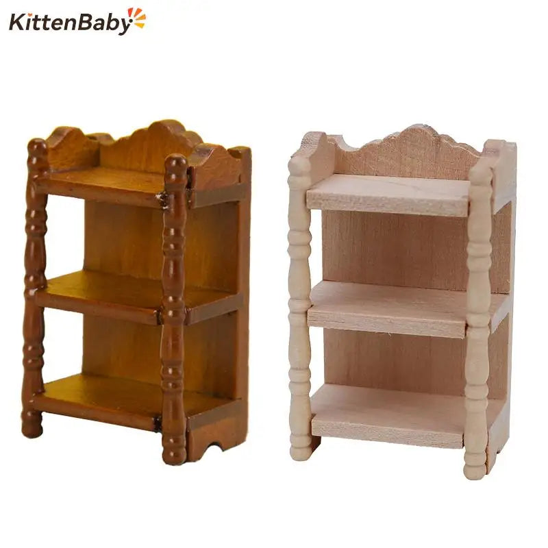 étagères miniatures bois naturel vintage classiques trois niveaux rangement décoration ancienne finement sculptées brunes