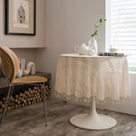 nappe table crochetée motif floral vintage rustique beige franges réutilisable extérieur mariage festivité