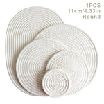 tapis table tissé motifs concentriques beige marron gris clair rustique opaques 11cm 18cm 24cm