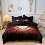 ensemble literie basket ball rouge moderne oreillers taies doreiller brosse texture ballons