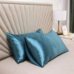taies oreiller satin soie bleu marine rose noir contemporain opaques adhésives bébé maternité 51x76cm