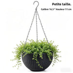 pots suspendus tressés noir blanc bleu moderne crochet chaine cloison autoarrosant