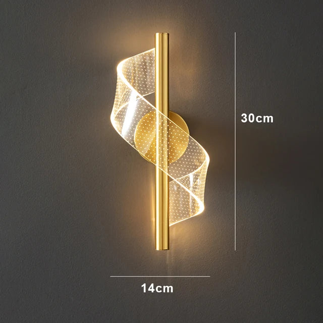 suspension lumineuse moderne or blanc spirale transparent chambre salon