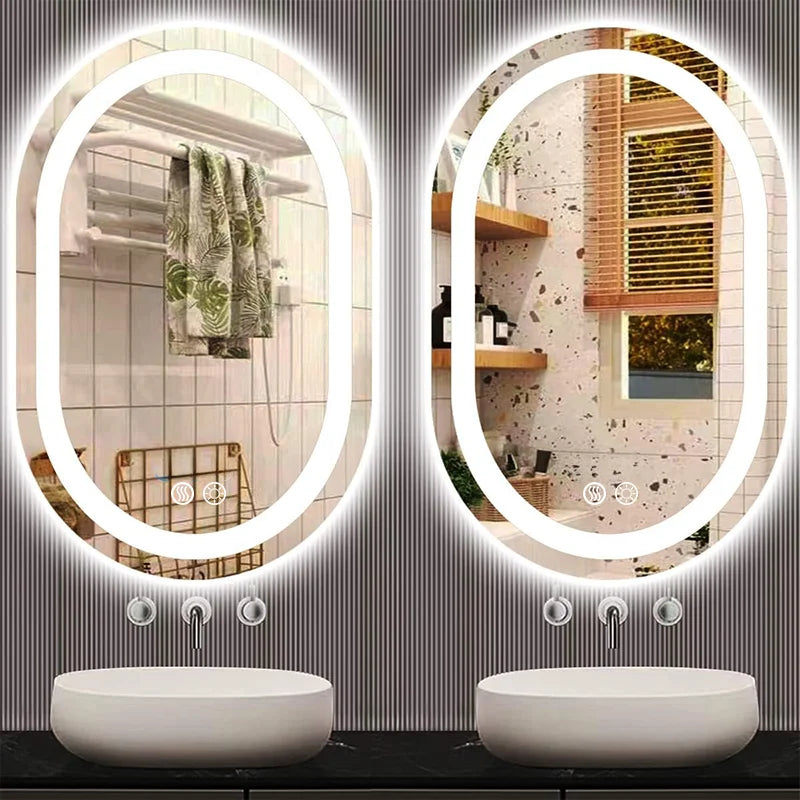 miroir led ovale moderne anti buée éclairé murale contemporain