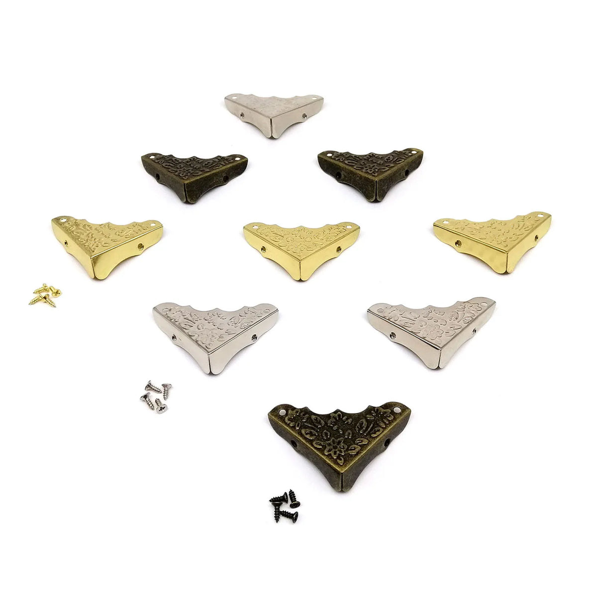 cornières décoratives vintage ornements floraux or argent bronze vis protection meuble