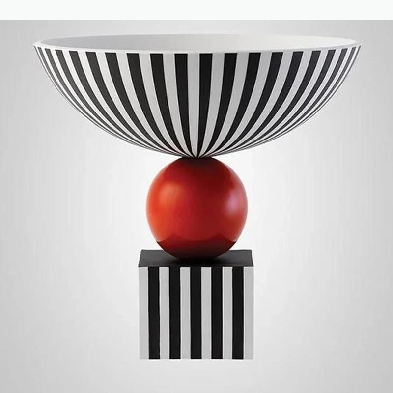 vase moderne orange rayures horizontales décoration intérieure résine abstraite sculptée ornement